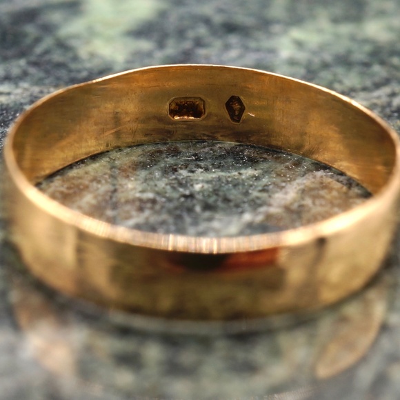 c.1890 14k Victorian Wedding Band Handmade Cigar Band Wolf’s Head Maker’s Mark - Picture 2 of 7